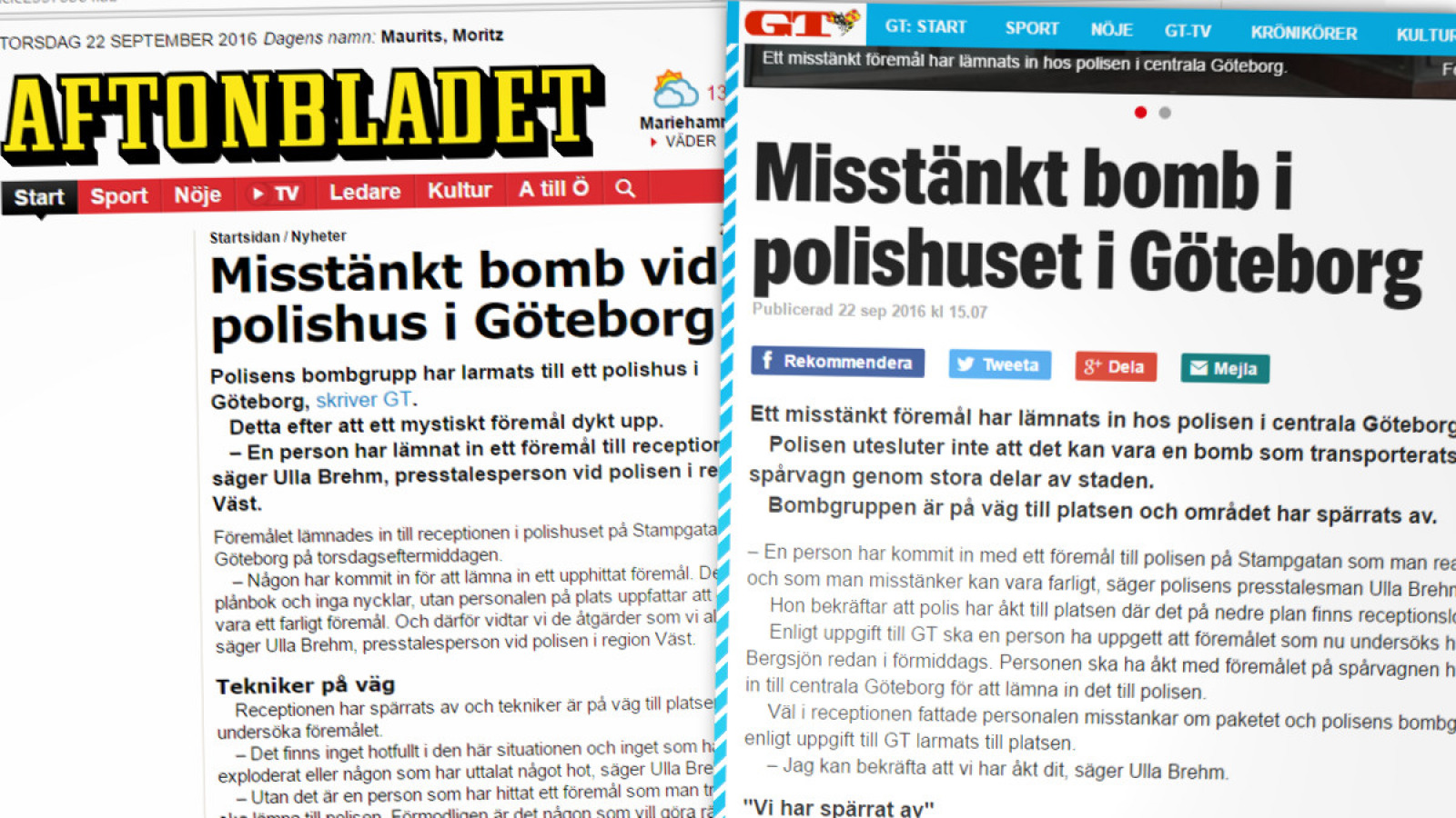 Polisen Dementerar Rykten Om Bomb I Polishus | Fria Tider