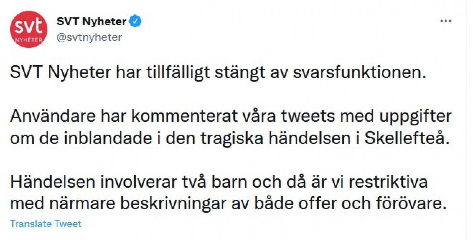 SVT Stänger Av Svarsfunktionen På Twitter | Fria Tider